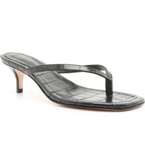 SCHUTZ Leather Croc Heeled Sandal